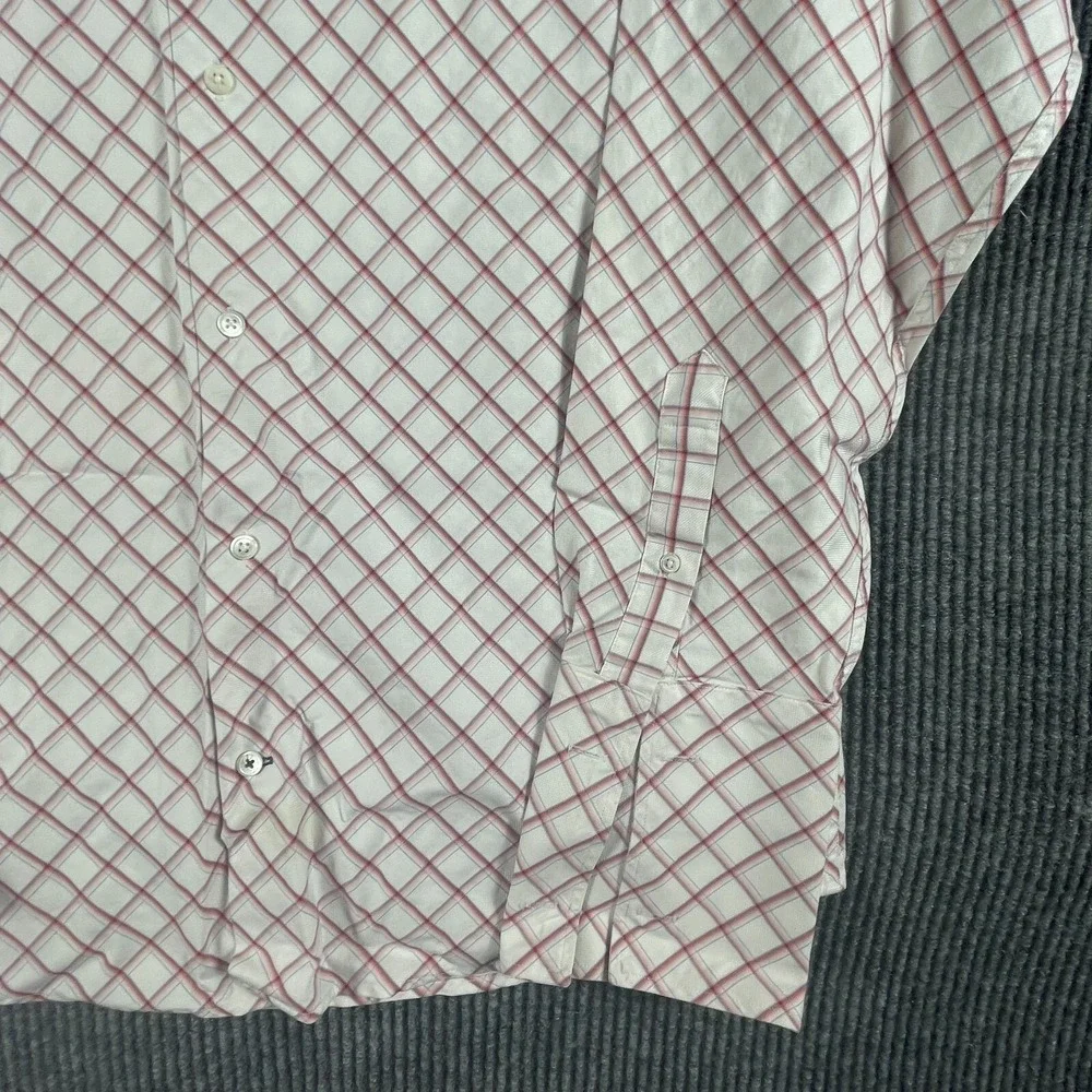 Banana Republic Shirt Mens L 16 White‎ Button Cotton Plaid Wedding French Cuffs